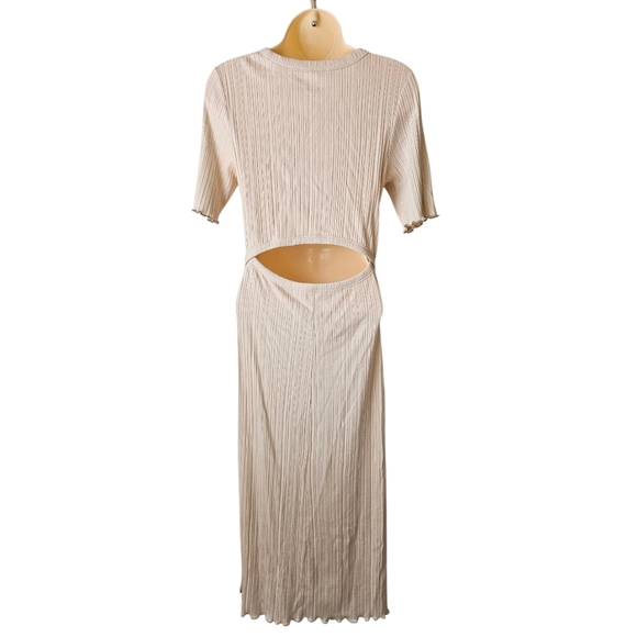 Everlane- Open Back Rlbbed Dress in Parchmen Women's Sz Medium Beige. - Picture 2 of 8